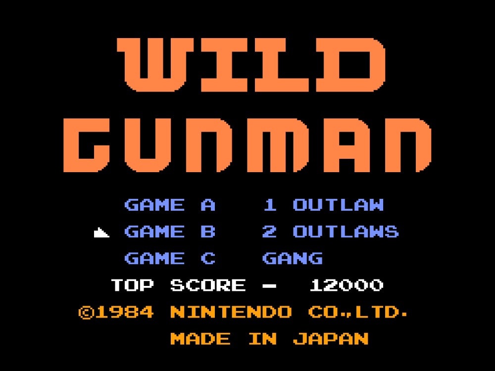 Title Screen of Wild Gunman for NES